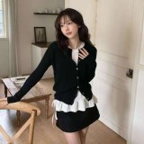 카루히 무지 리본 레이어드 프릴 티셔츠