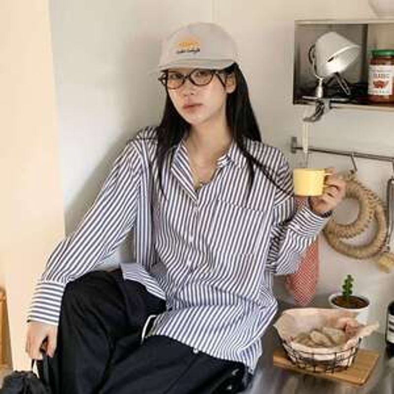 지트로 데일리 오버핏 스트라이프 셔츠