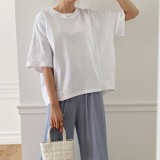 뮬라딘 라운드넥 두줄 컬러 반팔 티셔츠