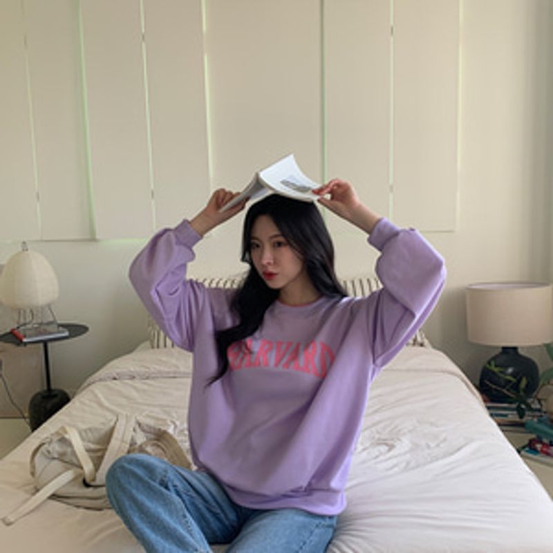 뮤피엔 레터링 투톤 레이어드 맨투맨