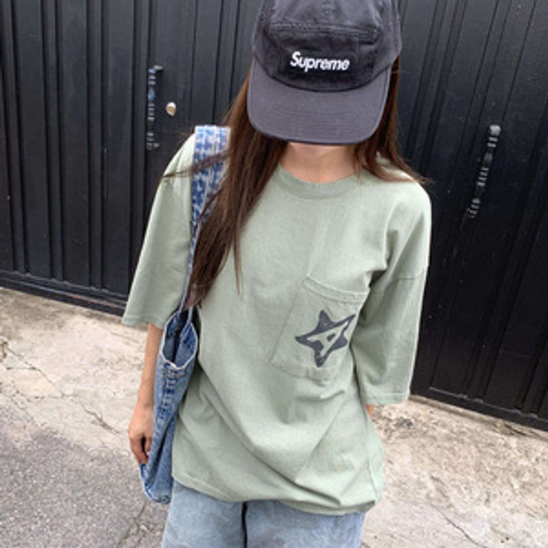 락쿠라 트렌디 락스타 프린팅 오버핏 반팔티