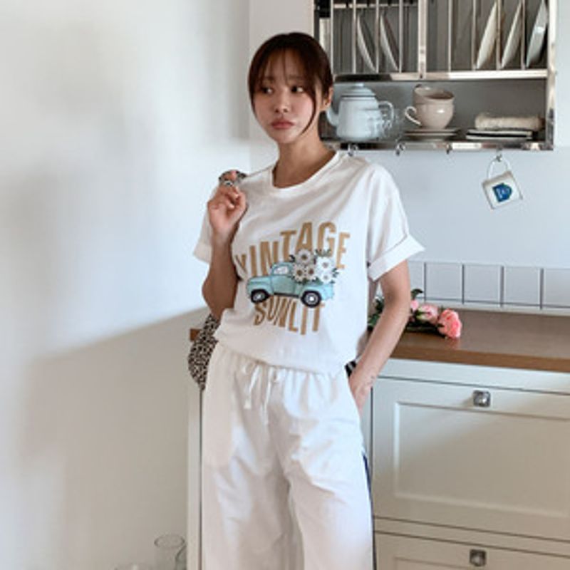 투윈니 빈티지 올드카 기본 반팔 티셔츠