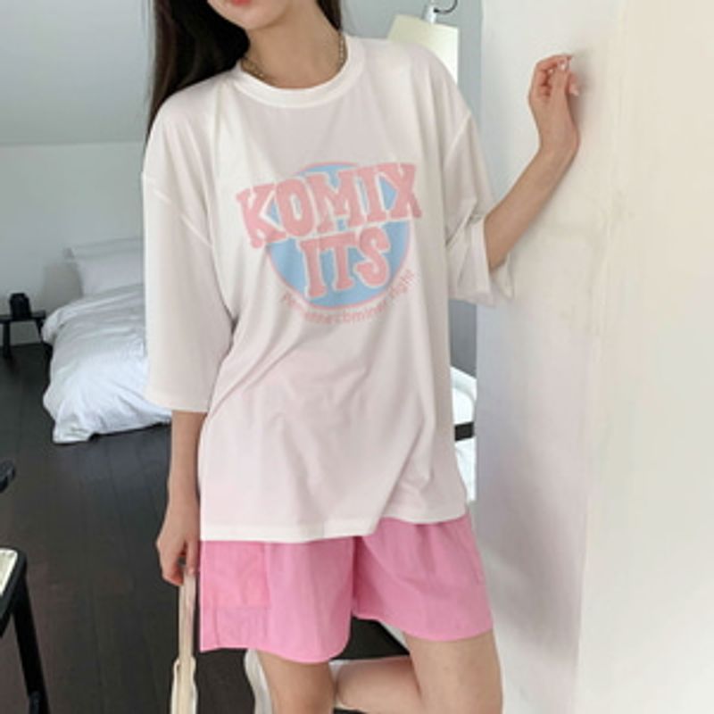 윈지우 코믹스 프린팅 오버핏 쿨링 반팔티