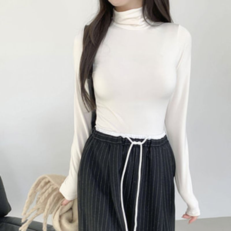 쿠아니 슬림핏 이너 폴라 티셔츠