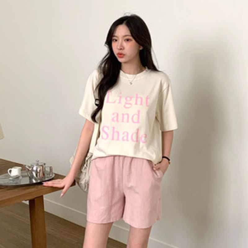 모다렐 라운드넥 영문 레터링 반팔티