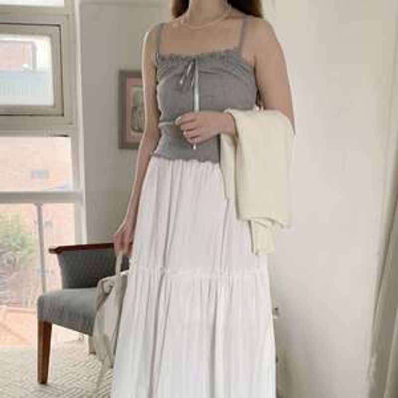 투항너 프릴 레이스 리본 끈나시