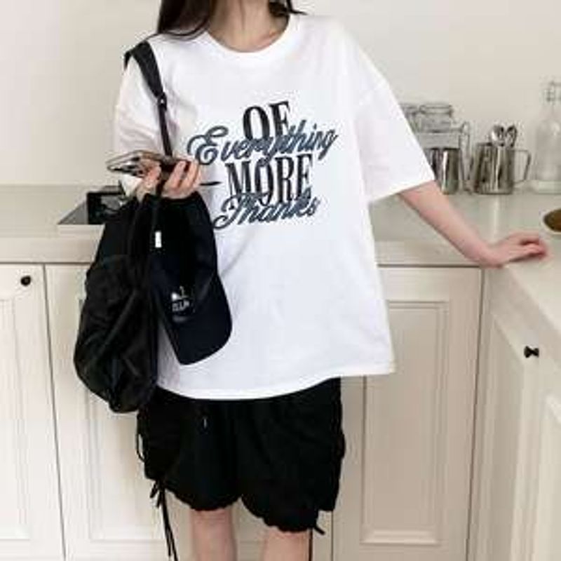 죠란서 에브리띵 레터링 박시 반팔 티셔츠