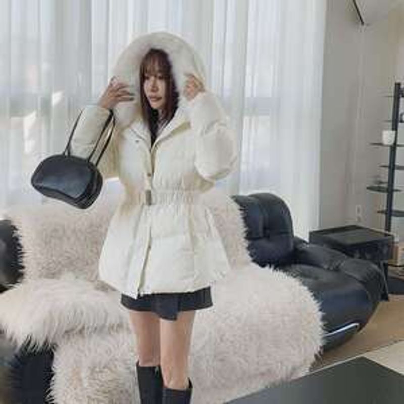 체루니 폭스퍼 벨티드 덕다운 숏 패딩