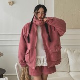 사들라 복실 양털 하이넥 울 박시 점퍼