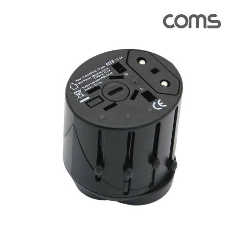 Coms 해외여행용 전원(AC) 변환용 - 다기능 멀티 라운드형(Black) BE440