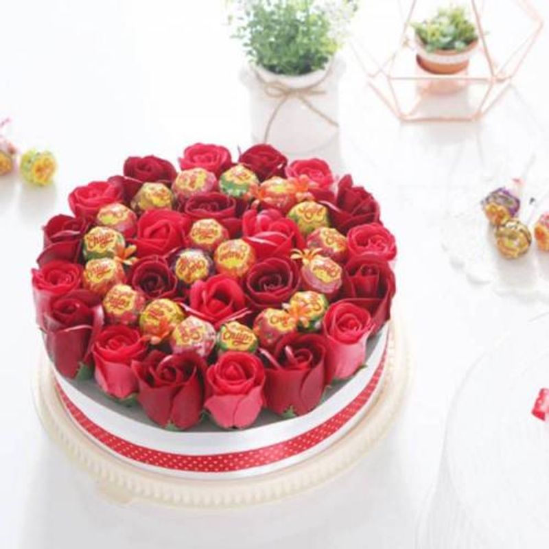 CO 츄파춥스 원형케익(레드) 발렌타인 화이트