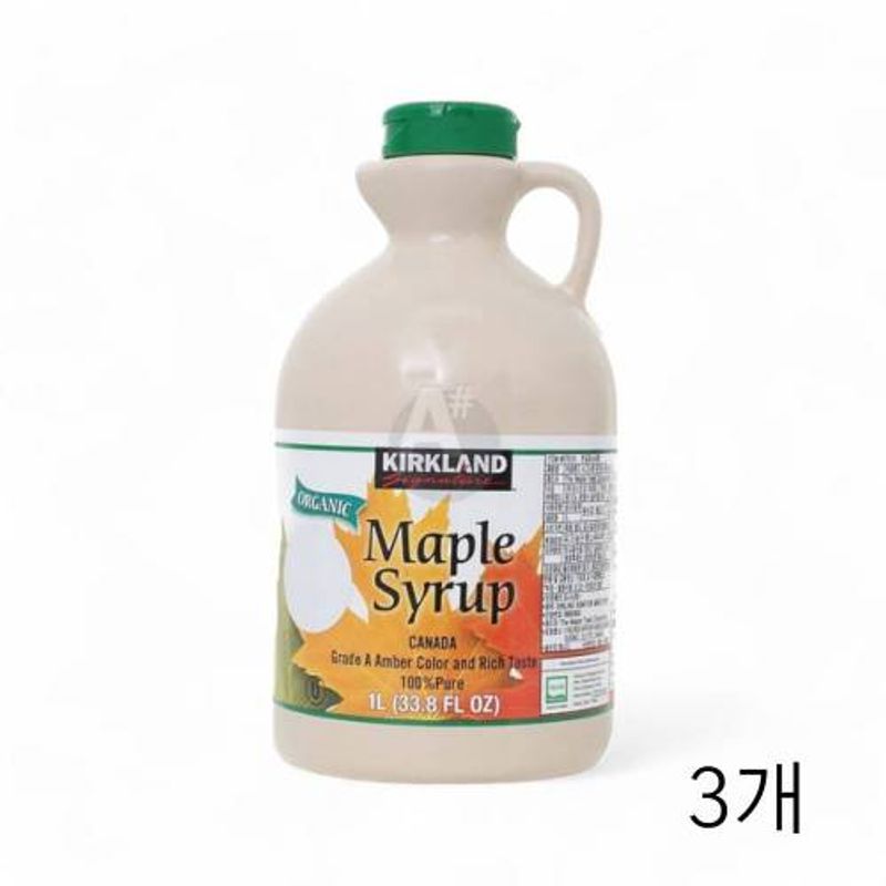 커클랜드 시그니춰 유기농 단풍시럽 메이플시럽 1L X 3개 캐나다산 와플 팬케이크시럽