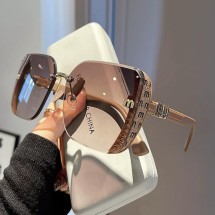 2025년 신상 트렌디한 컷엣지 선글라스, 하프림 디자인, 고급스럽고 트렌디한 미니멀리스트 안경, 샤오홍슈 스타일로 반짝임